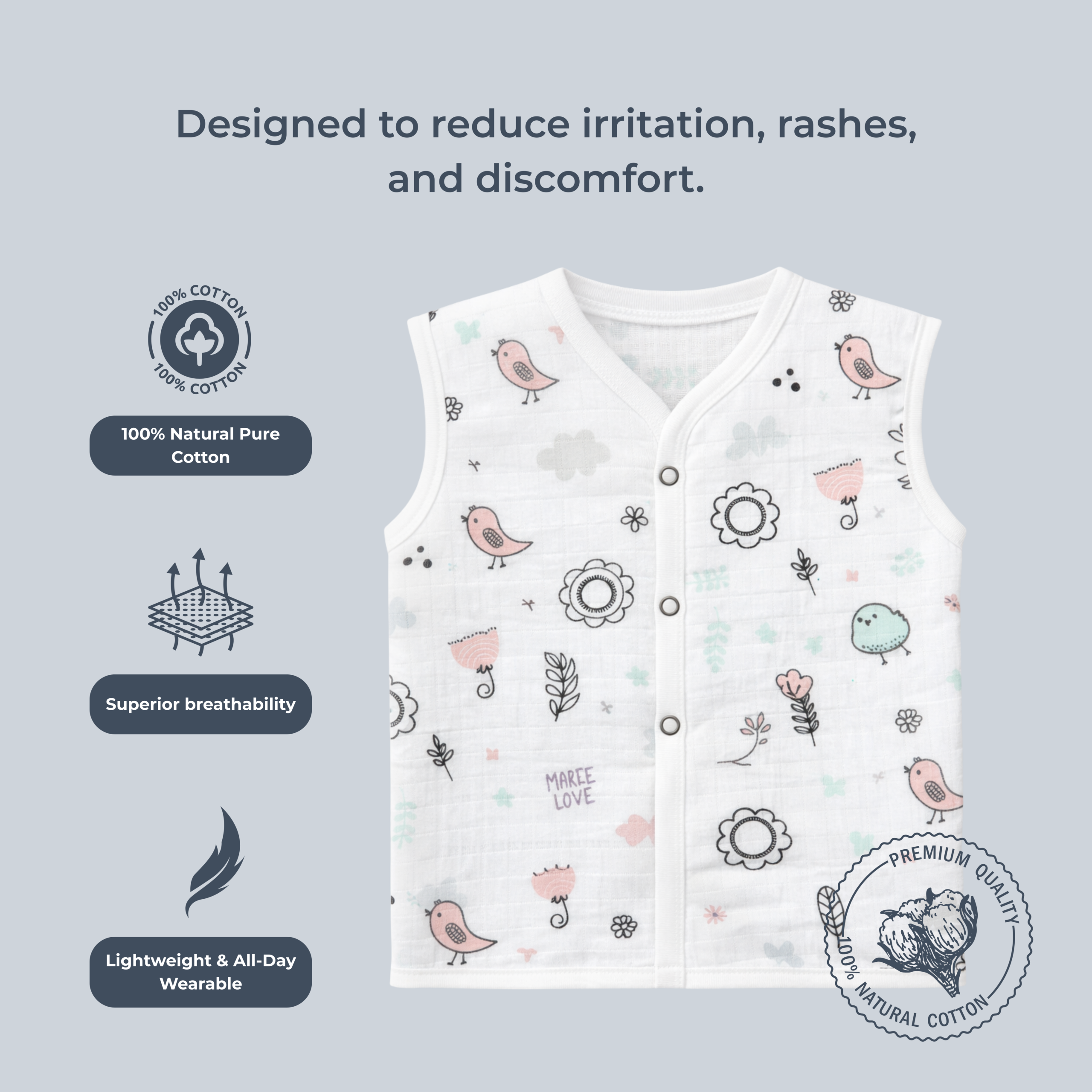 Premium Muslin Knot Frock Baby Girls |  100% Natural Cotton | Tiny Tusk