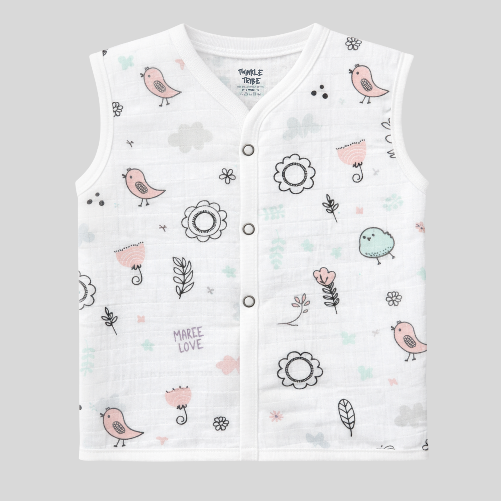 Premium Newborn Baby Muslin Button Jabla |  100% Natural Cotton | Bloom Bird