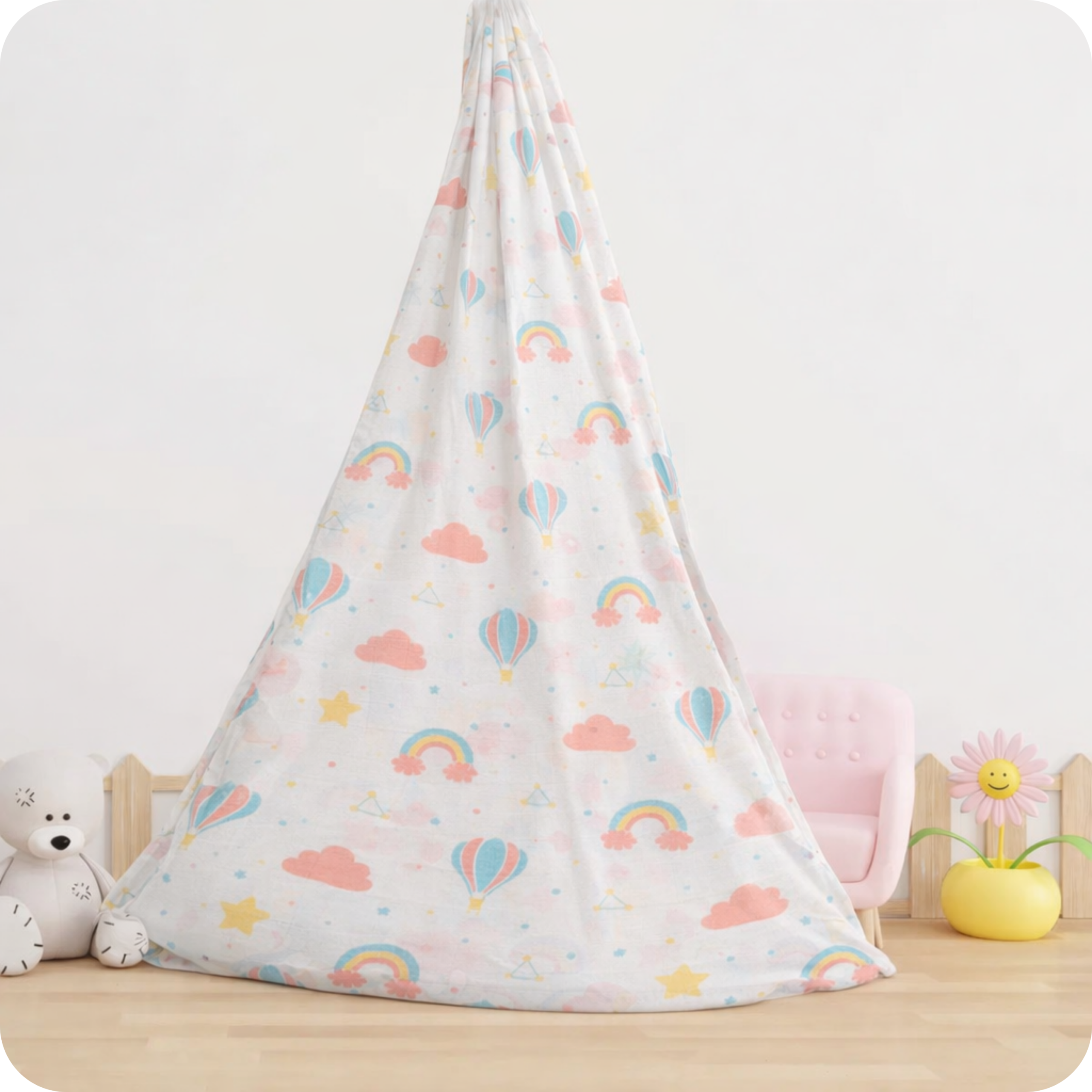 Muslin Baby Thottil | Soft & Breathable Muslin | Elephant Aloft